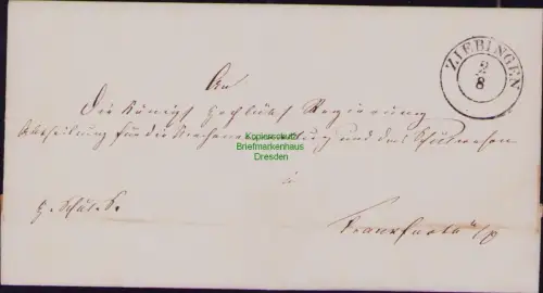 B22360 Brief Ziebingen leere Faltbriefhülle um 1820 nach Frankfurt Oder