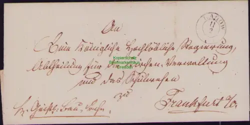 B22351 Brief leere Faltbriefhülle Lagow um 1820 nach Frankfurt Oder