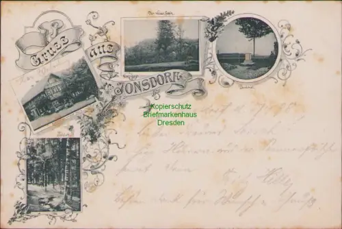 155845 AK Johnsdorf 1898 Gasthof zum weissen Stein Denkmal Waldluft