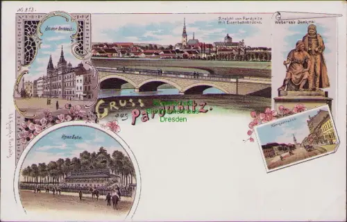 155810 AK Pardubice Pardubitz Litho 1900 Rathaus Rennbahn Denkmal Königstrasse