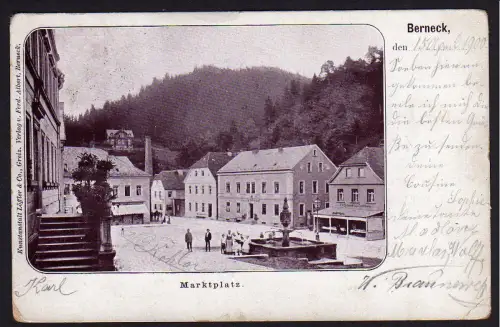 36932 AK Bad Berneck im Fichtelgebirge 1900 Marktplatz