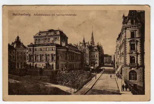 39446 AK Liberec Reichenberg 1924 Altstädterplatz mit Lerchenfeldstraße