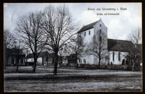 41207 AK Löwenberg i. Mark  1912 Kirche mit Dorfansicht