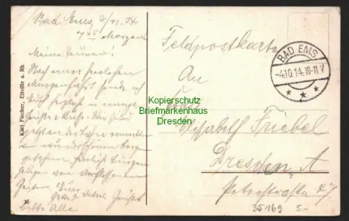 35169 AK Bad Ems Panorama Feldpost 1914