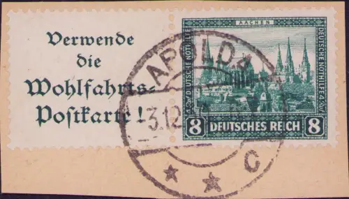 3534 DR Zdr. Zusammendruck Nothilfe 1930 W 38 gestempelt