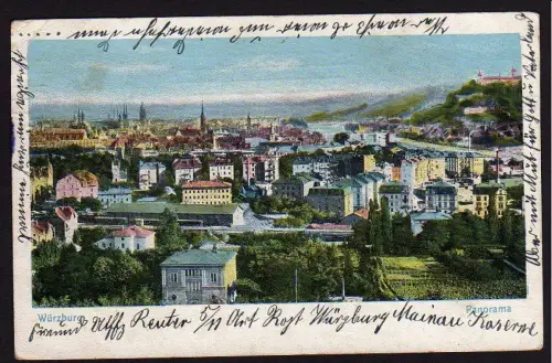 36927 AK Würzburg 1911 Panorama Bahnhof