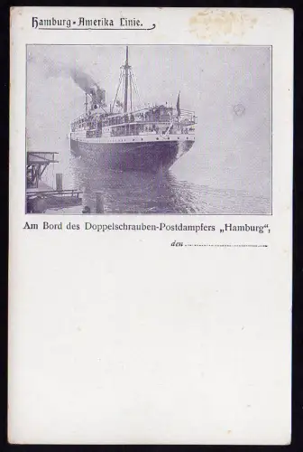 36941 AK Hamburg Amerika Linie um 1905 Am Bord Doppelschrauben Postdampfer
