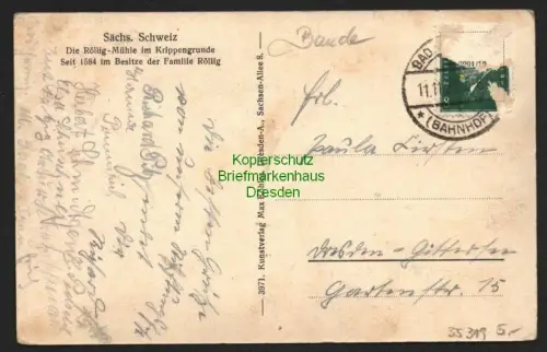 35319 AK Sächsische Schweiz Röllig Mühle Krippengrund 1929