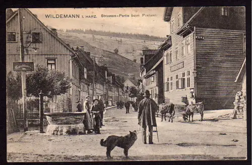 37148 AK Wildemann Harz Strassen Partie beim Postamt 1909