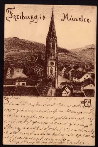 38398 AK Freiburg i. B. Münster Künstlerkarte 1904