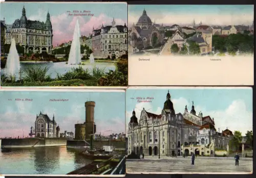 41705 4 AK Köln am Rhein Opernhaus 1909 Hafeneinfahrt Dortmund Synagoge