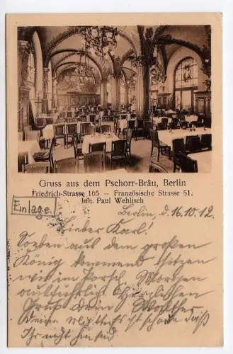 42299 AK Berlin 1912 Restaurant Pschorr Bräu Friedrichs