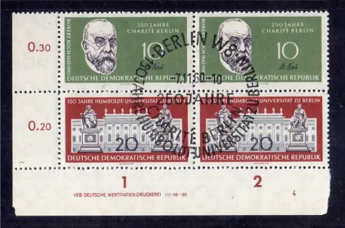 436 DDR 1960 796 797 Zusammendruck gestempelt DV 4 Variante c im Viererblock Hum