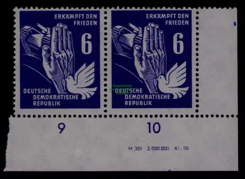3797 DDR ** 276 DV Paar mit Anlagepunkt rechter Rand