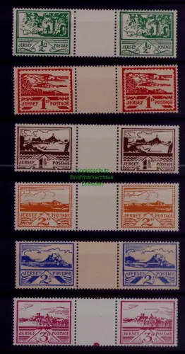 B20499 Kanalinseln Jersey 3 - 8 Zwischenstegpaare ** Mi. 230 €