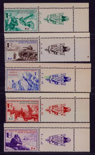 B20486 Frankreich Legionäre an der russischen Front 1942 VI - X ** mit Zierfelde