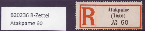 B20236 R-Zettel Atakpame 60