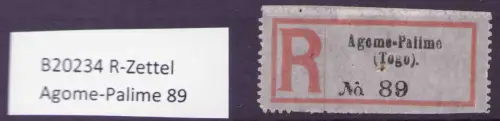B20234 R-Zettel Agome-Palime 89
