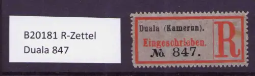 B20181 R-Zettel Duala (Kamerun) 847