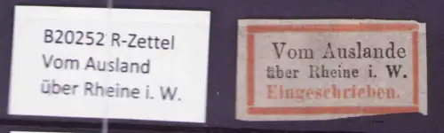 B20252 R-Zettel Vom Ausland über Rheine i. W.