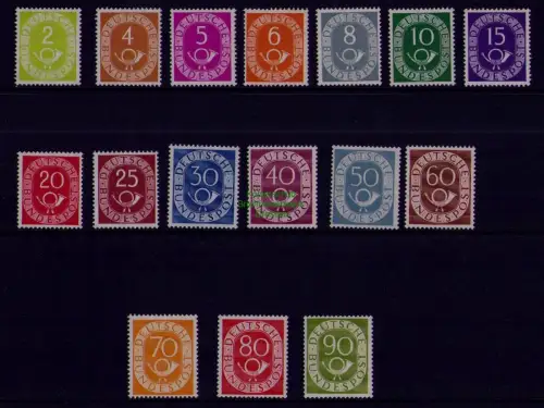 B22582 BRD 123 - 138 ** 136 - 138 gepr. BPP Posthornsatz postfrisch aus Borek AB