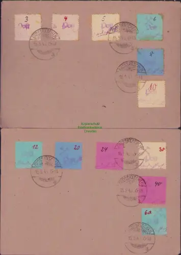 B22596 2x blanko Briefumschläge Lokalausgabe Großräschen 1-12 mit Abart 7 II ohn