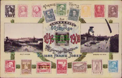 163706 AK Österreich Wien 1908 60 Jähriges Regierungs Jubiläum Kaiser Franz Jose