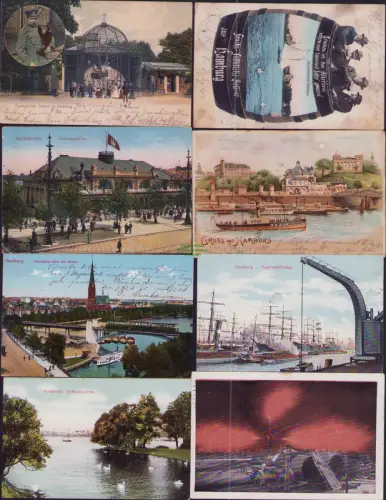 163696 12 AK Hamburg Halt gegen Licht 1906 Segelschiffhafen Erdgasquelle Neuenga