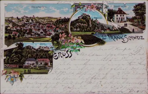 166710 AK Waischenfeld Doos Rabeneck Schottermühle Fränkische Schweiz 1898 Wilhe