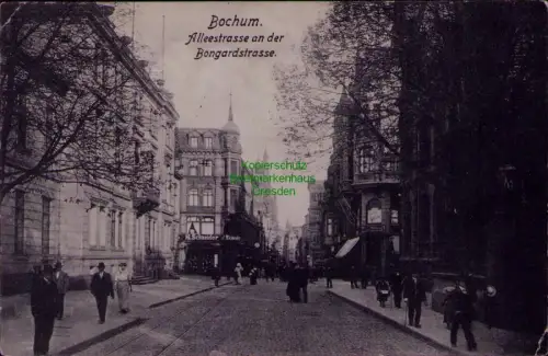166754 AK Bochum 1909 Alleestrasse an der Bongardstrasse H.Schneider