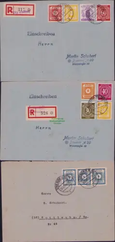 B22817 SBZ Ostsachsen 2x Einschreiben R-Brief Lommatzsch Bz. Dresden 1946 1x 53a