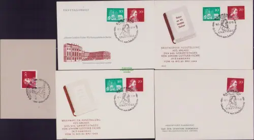 B22840 4x Brief DDR 1962 Rammenau Geburtsort Johann Gottlieb Fichte + Gedenkkart