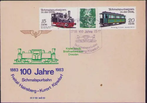 B22847 DDR 1983 Erinnerungsumschlag 100 Jahre Schmalspurbahn Freital Hainsberg -