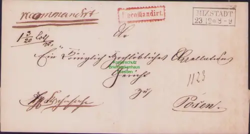 B22632 leere Faltrbriefhülle Einschreiben recomandiert Mixstadt um 1830 n. Posen