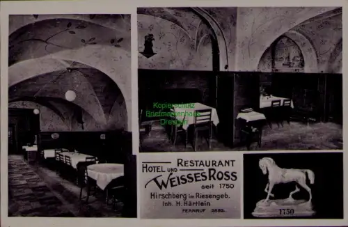 163461 AK Hirschberg im Riesengebirge um 1930 HOTEL UND RESTAURANT WEISSES ROSS