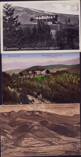 167760 3 AK Riesengebirge Bismarckhöhe bei Agnetendorf 1931 und Umgebung 1925