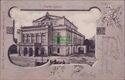 190195 AK Bukarest Bucuresci 1902 Teatrul national Editura Ad. Maier & D. Stern,