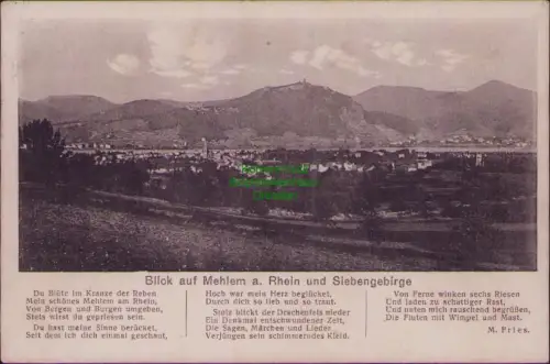 190199 AK Blick auf Mehlem a. Rhein und SiebengebirgeDu Blüte im Kranze der Reb
