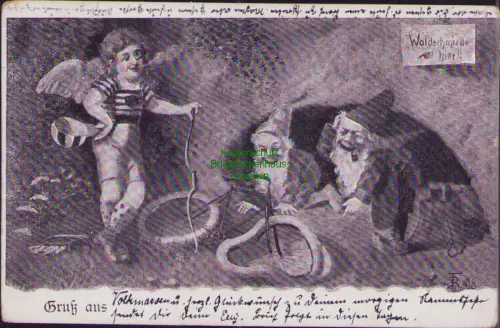 167873 AK Volkmarshausen 1902 Hann. Münden Fahrrad Unfall Zwerge Humor