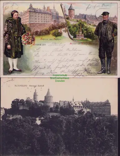 190478 2 AK ALTENBURG Herzogl. Schloß 1912 Litho Altenburger Künstlerkarte Schlo