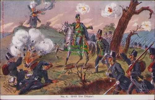 190546 AK aus Serie Königl. Sächs. Jäger u. Schützen No. 4. 1849 Vor Düppel Kuns
