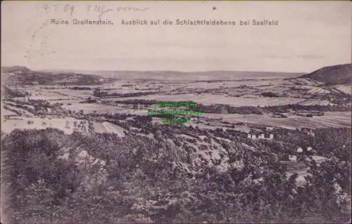 190572 AK Ruine Greifenstein 1907 Ausblick auf die Schlachtfeldebene bei Saalfel