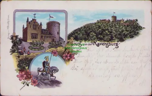 190579 AK Gruss von der Ravensburg Verlag H.Beucke Dissen 1899 Litho Eckbug Kleb