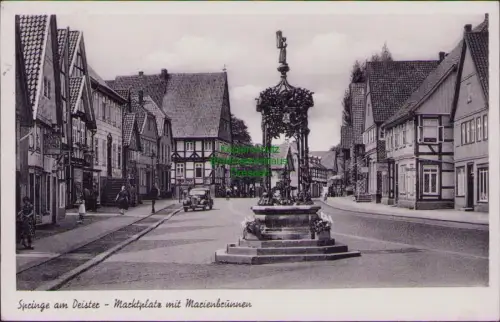 190580 AK Springe am Deister Marktplatz mit Marienbrunnen 1953 Marle abgelöst