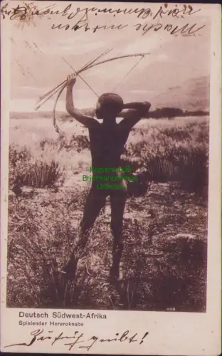 168127 AK Deutsch Südwest-Afrika Windhuk 1907 Feldpost Spielender Hereroknabe