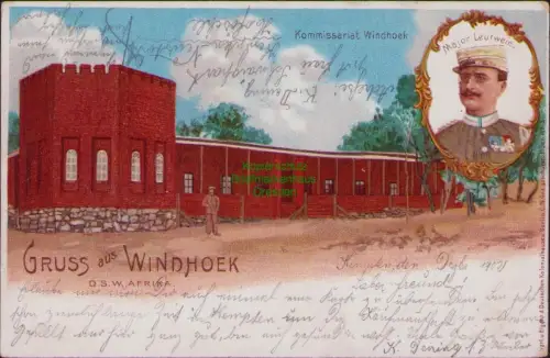 164034 AK Litho Kommissariat Windhoek 1902 Major Leutwein D.S.W. AFRIKA Kempten