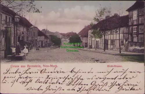 164242 AK Gruss aus Bernstein Neumark Pelczyce 1906 Richt-Strasse