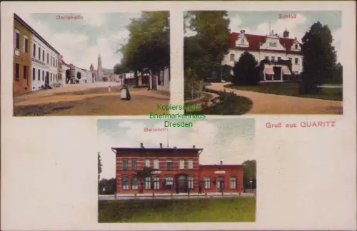 164212 AK Quaritz Gaworzyce Dorfstraße Schloß Bahnhof 1911