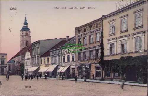 164217 AK Zülz 1911 Biala Obermarkt mit der kath. Kirche Colonial Eisenwaren Wyc