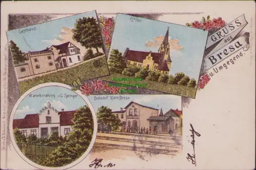 164138 AK Klein-Bresa 1900 Brzezinka Sredzka Bahnhof Gasthaus Warenhandlung v. G
